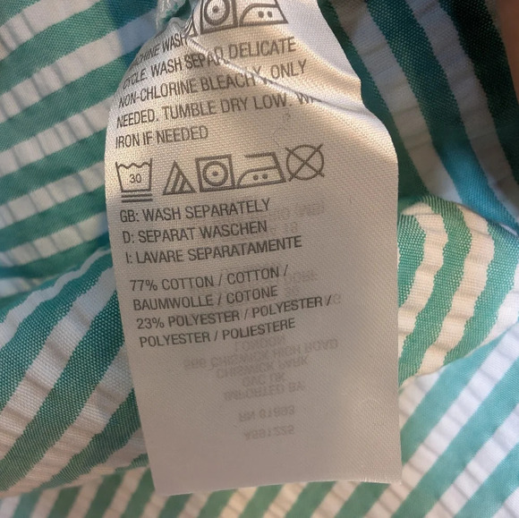 Joan Rivers Green & White Striped Gauze Textured 3/4 Sleeve Light Weight Top 5X - Picture 4 of 9